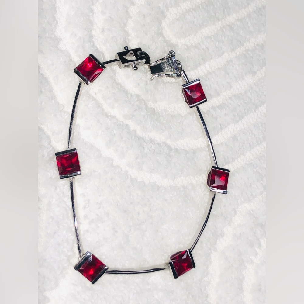 Ruby Bracelet Solid 925 Sterling Silver. - image 5